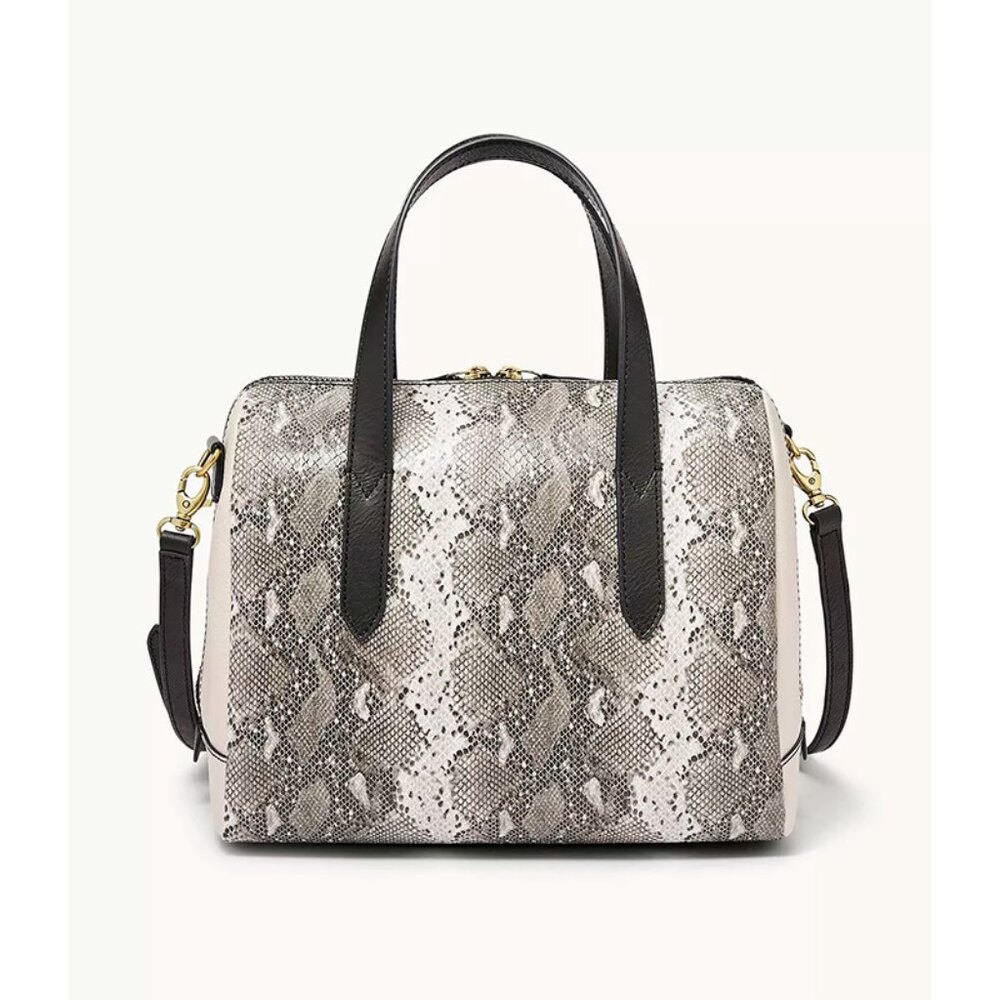 S Fossil Sydney Satchel Python Embossed White Crossbody SHB2320874 NWT $178